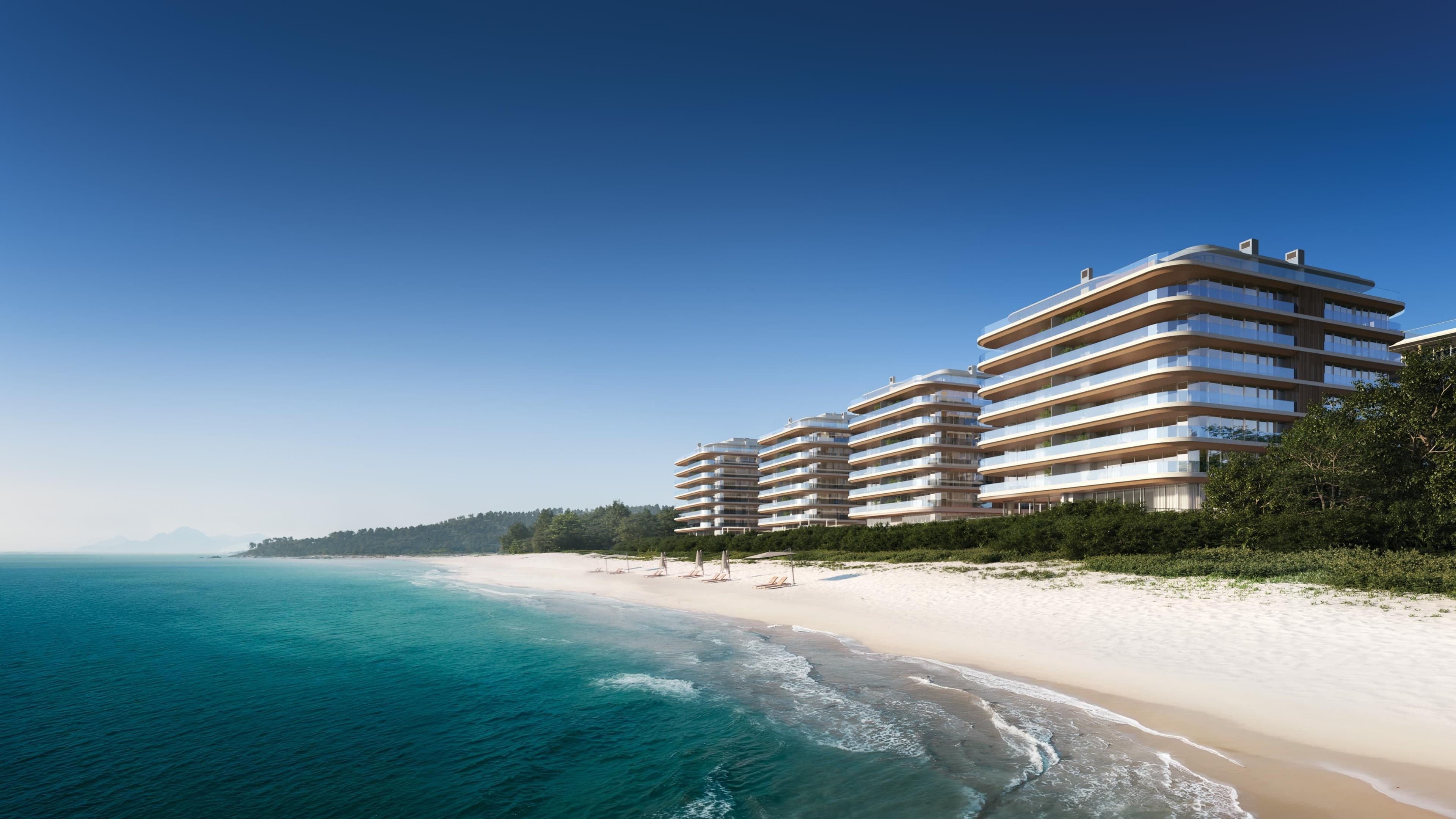 Fachada frente-mar das torres Oceana by Arquitectonica em Jurerê Internacional